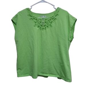 Caribbean Joe lime green t-shirt with lace detail